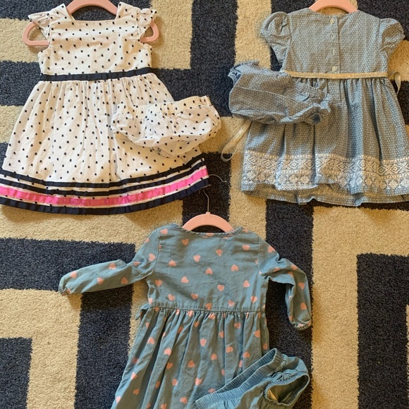 Adorable Little Girl Dresses x 3  - 12-18 Months Hearts Dots Excellent Condition - Picture 5 of 6